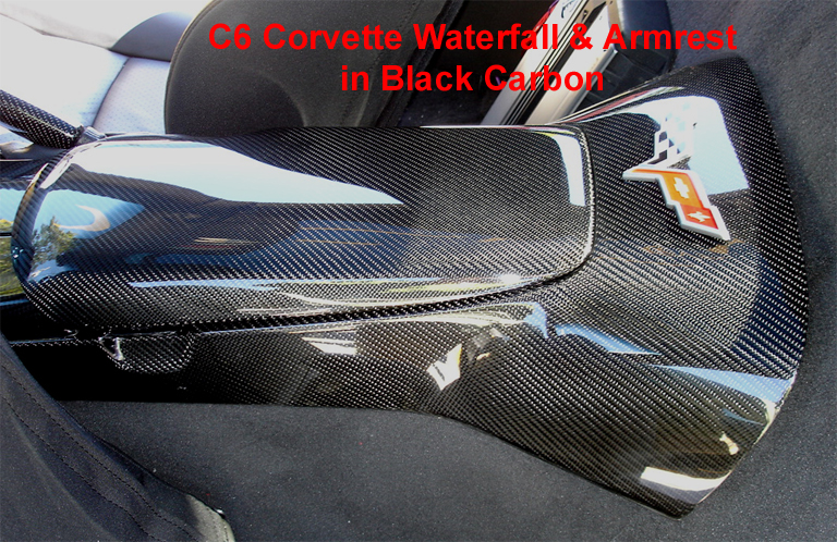 Waterfall Floor Console Base, Real Carbon Fiber, C6 Corvette, 2005 and up, NO Lock